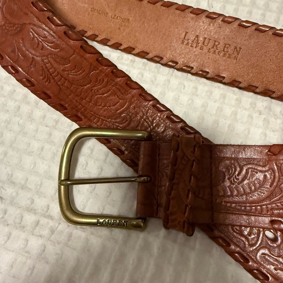 Lauren Ralph Lauren Brown Embossed Leather Belt main image 4